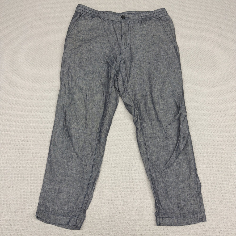 Banana Republic Linen Blend Pants Mens 33x30 Blue Drawstring Athletic Taper